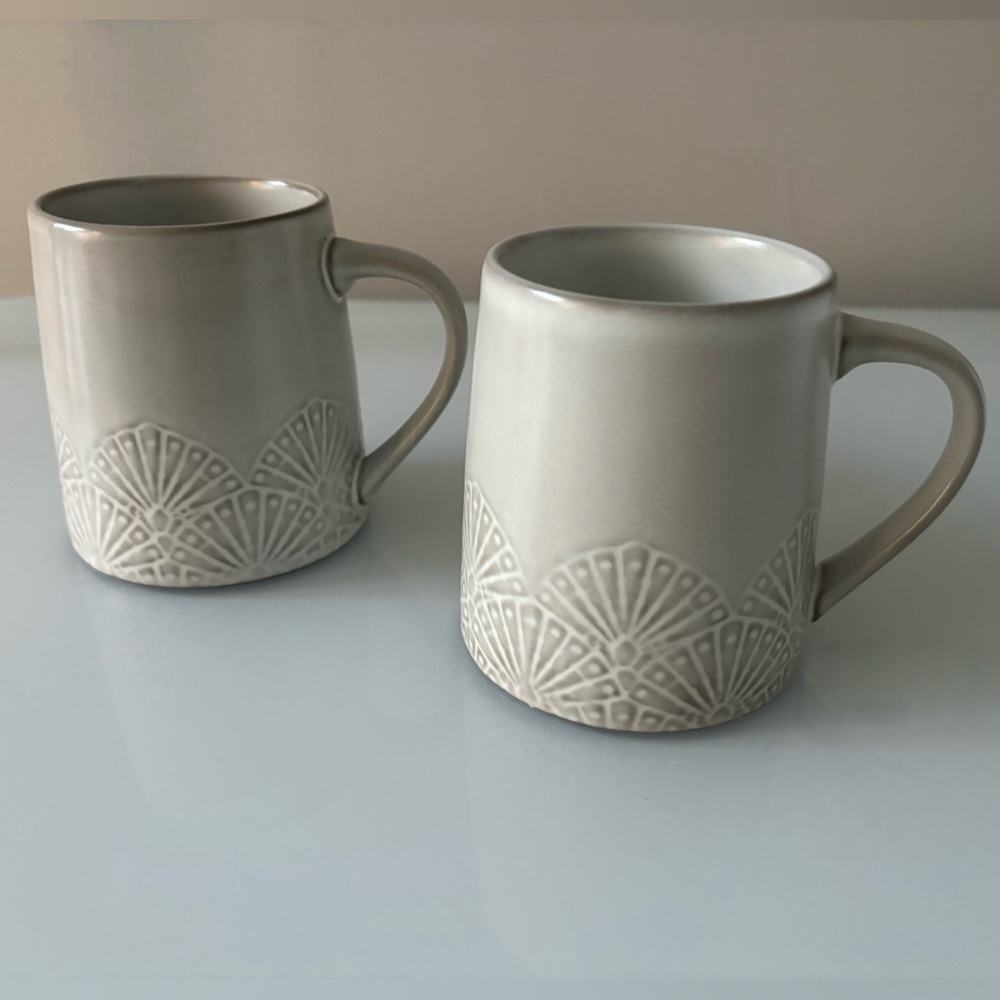 Hearth & Hand with Magnolia Etched Fan Stoneware Mug (Set of 2)
